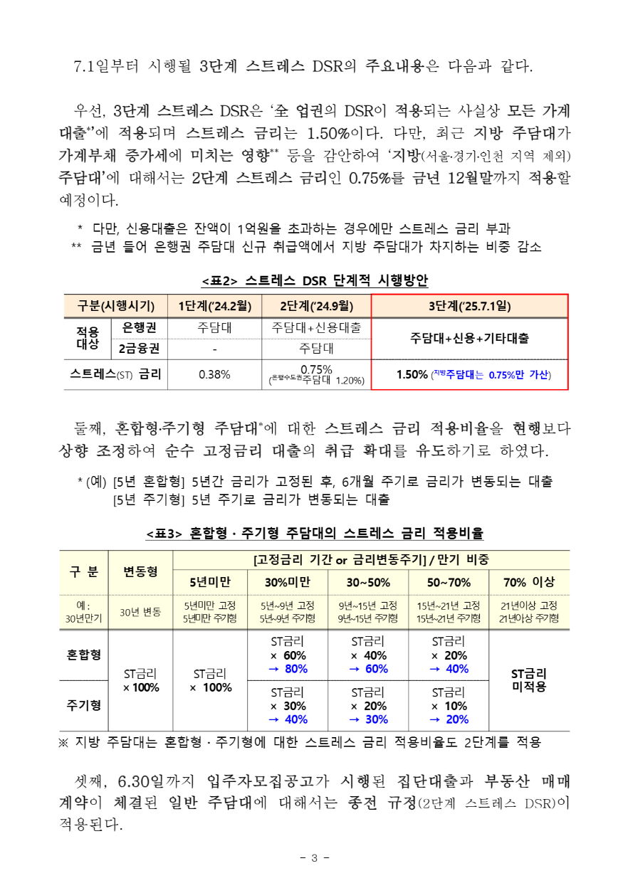 3단계 스트레스 DSR 시행방안