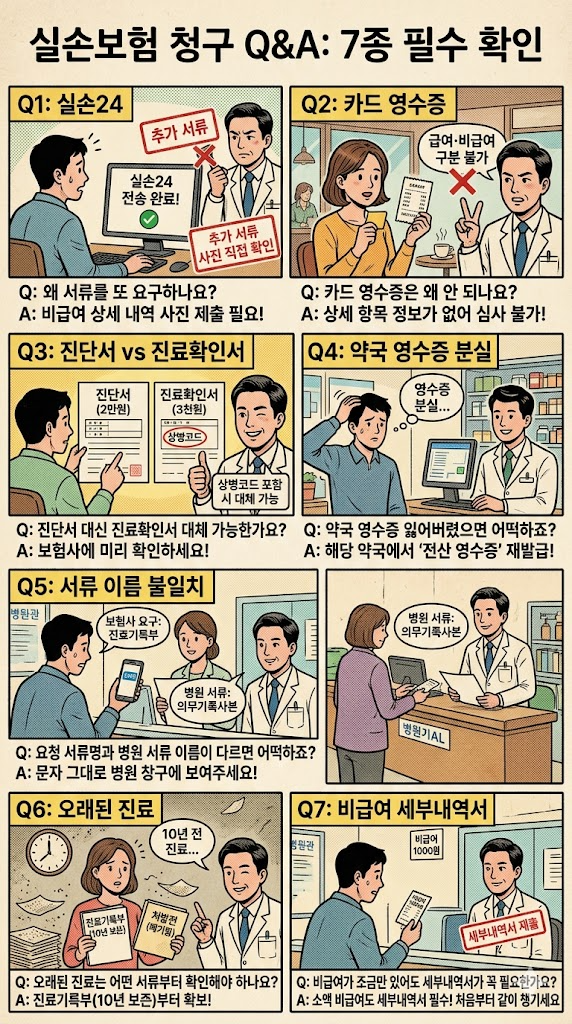 실손보험 청구 Q&amp;A 핵심 7가지 상황별 서류 대응 방법 정리 이미지