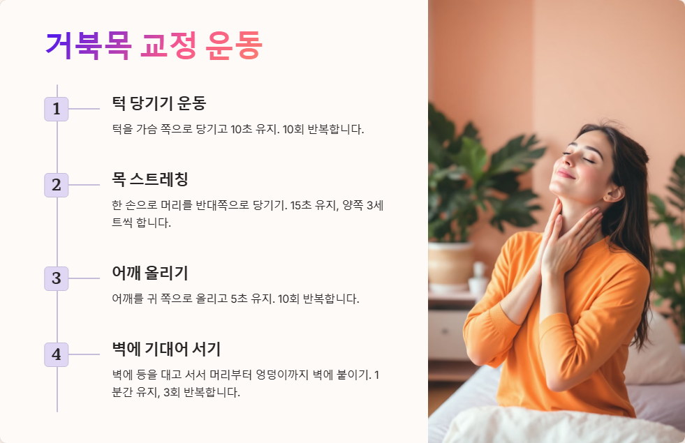 올바른 자세 유지하는 법, 거북목 교정 운동