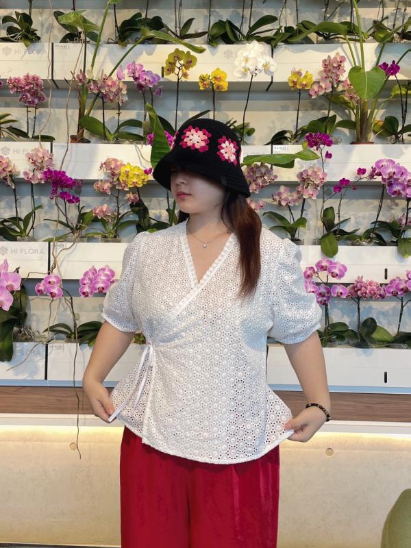 수수한 생활한복 펀칭 면레이스 저고리 블라우스 수수한 한복