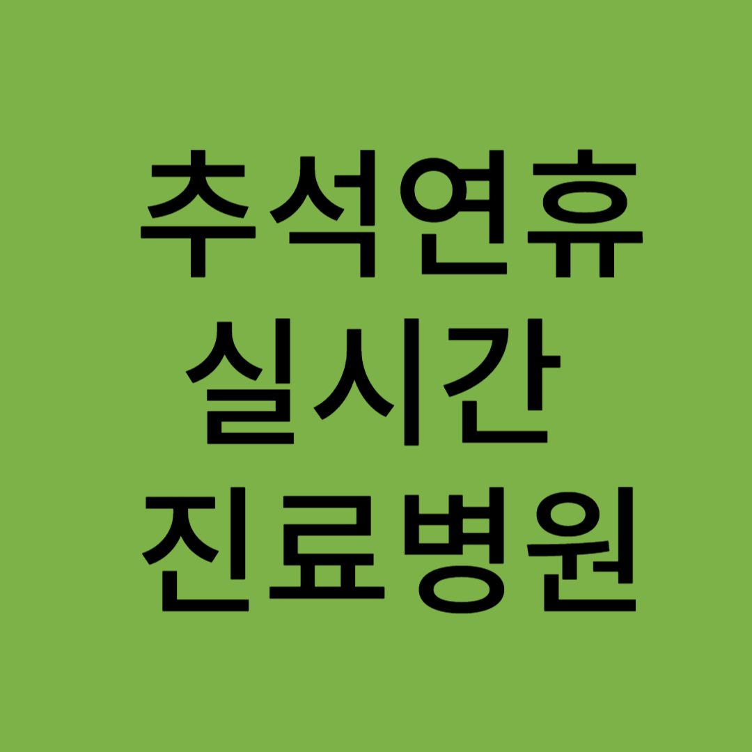 추석연휴 실시간 진료병원