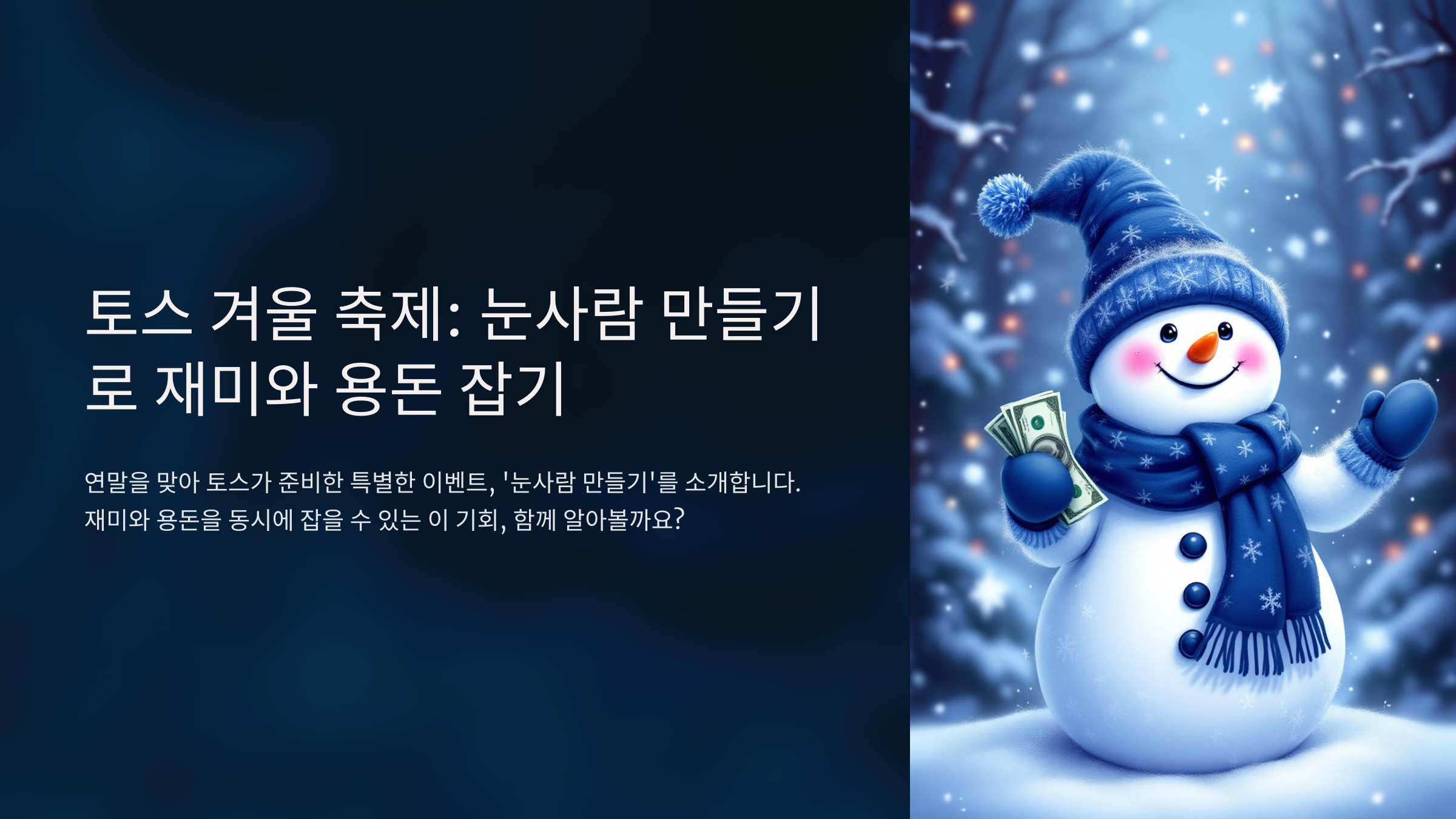 토스 겨울 축제: 눈사람 만들기로 재미와 용돈 잡기