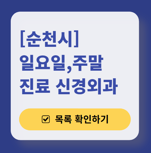 순천시 주말 진료 신경외과 목록 ❘ 토요일&middot;일요일&middot;공휴일 진료 병원 (어지럼증, 두통, 손발저림, 디스크)