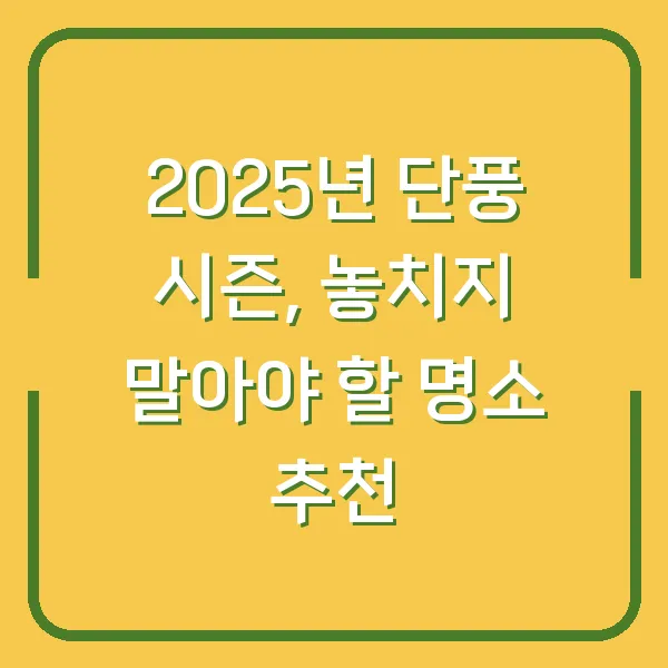 2025년 단풍 시즌, 놓치지 말아야 할 명소 추천