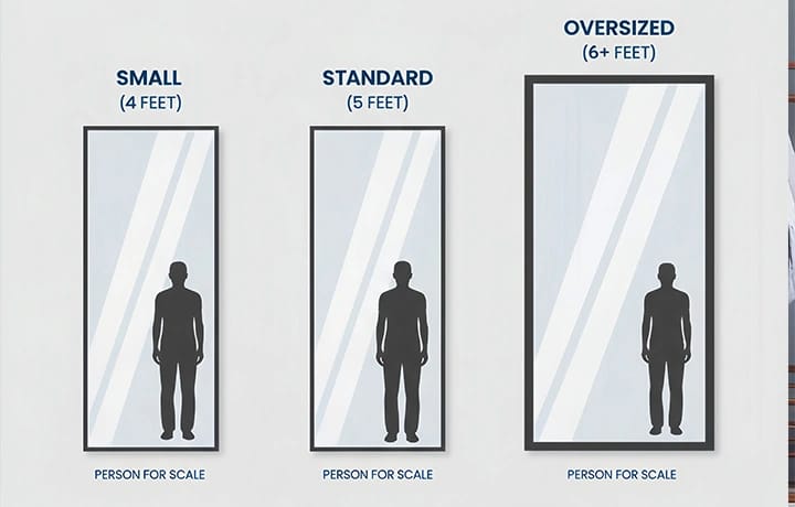전신거울 고르는법 사이즈 300mm 400mm 비교