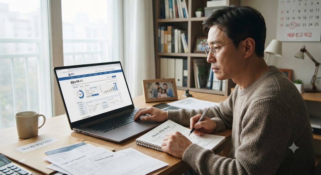 세금을 실제로 더 납부해서 계산하는 모습