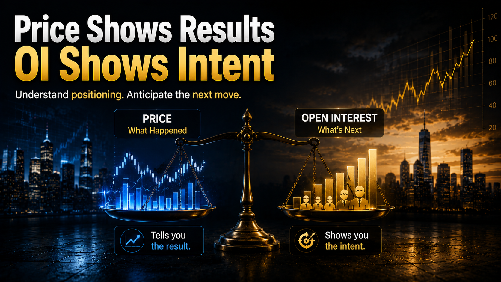Conceptual illustration comparing price action with options open interest to highlight investor positioning and market intent.