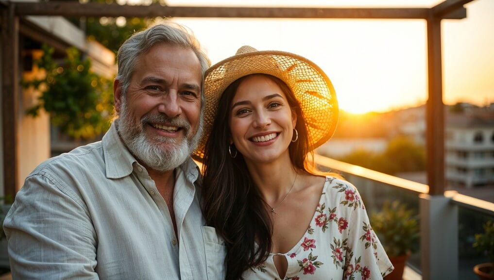 아빠와 딸이 정면을 바라보고 있는 모습