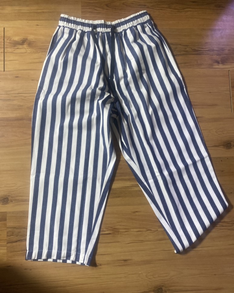 아조바이아조(AJOBYAJO)Oversized Stripe Cotton Pants [Blue] 스트라이프 팬츠