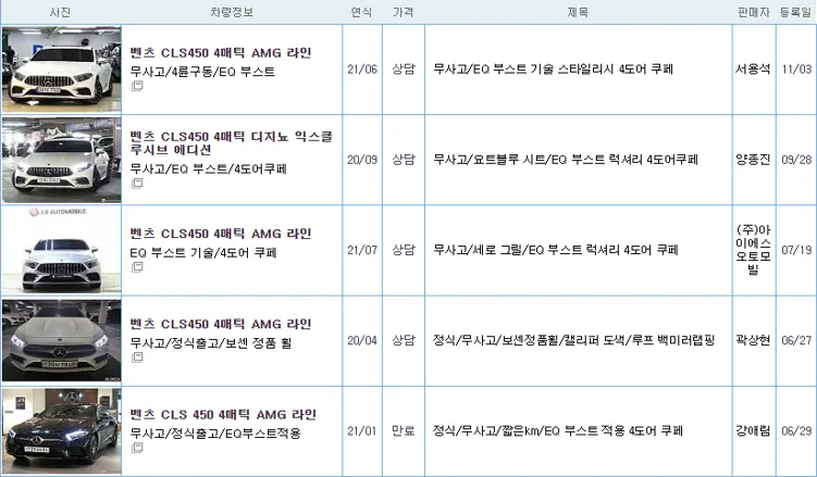 벤츠 CLS 450 중고 가격