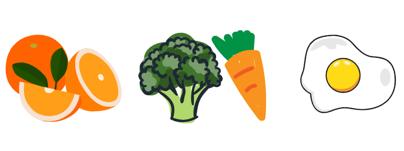 과일 야채 단백질 먹기 이미지