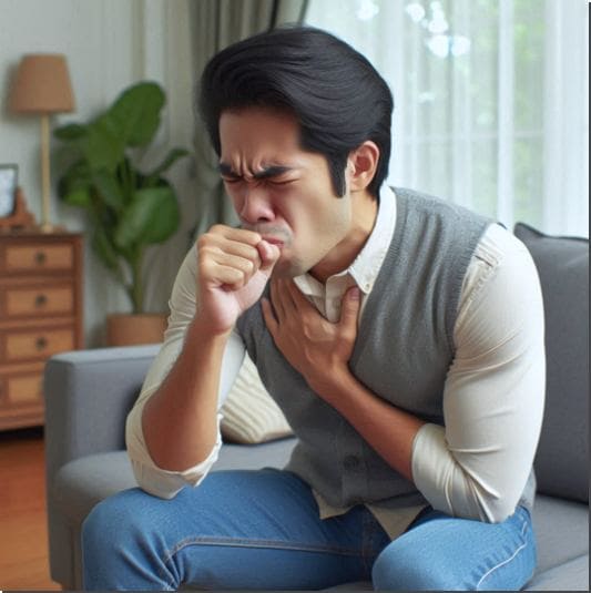 독감에 걸린 젊은 남성