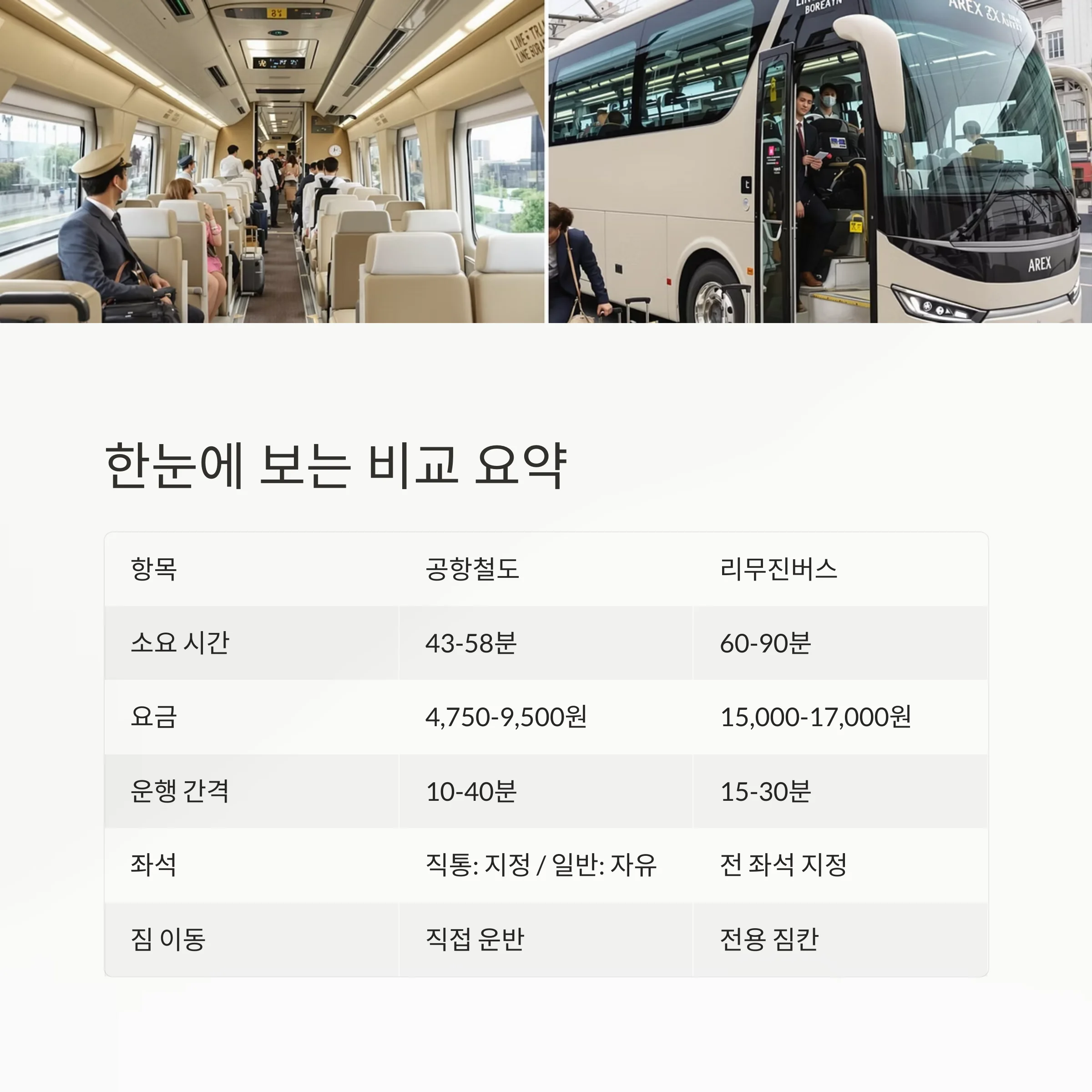 인천공항 이동, 공항철도 vs 리무진버스 최적 선택