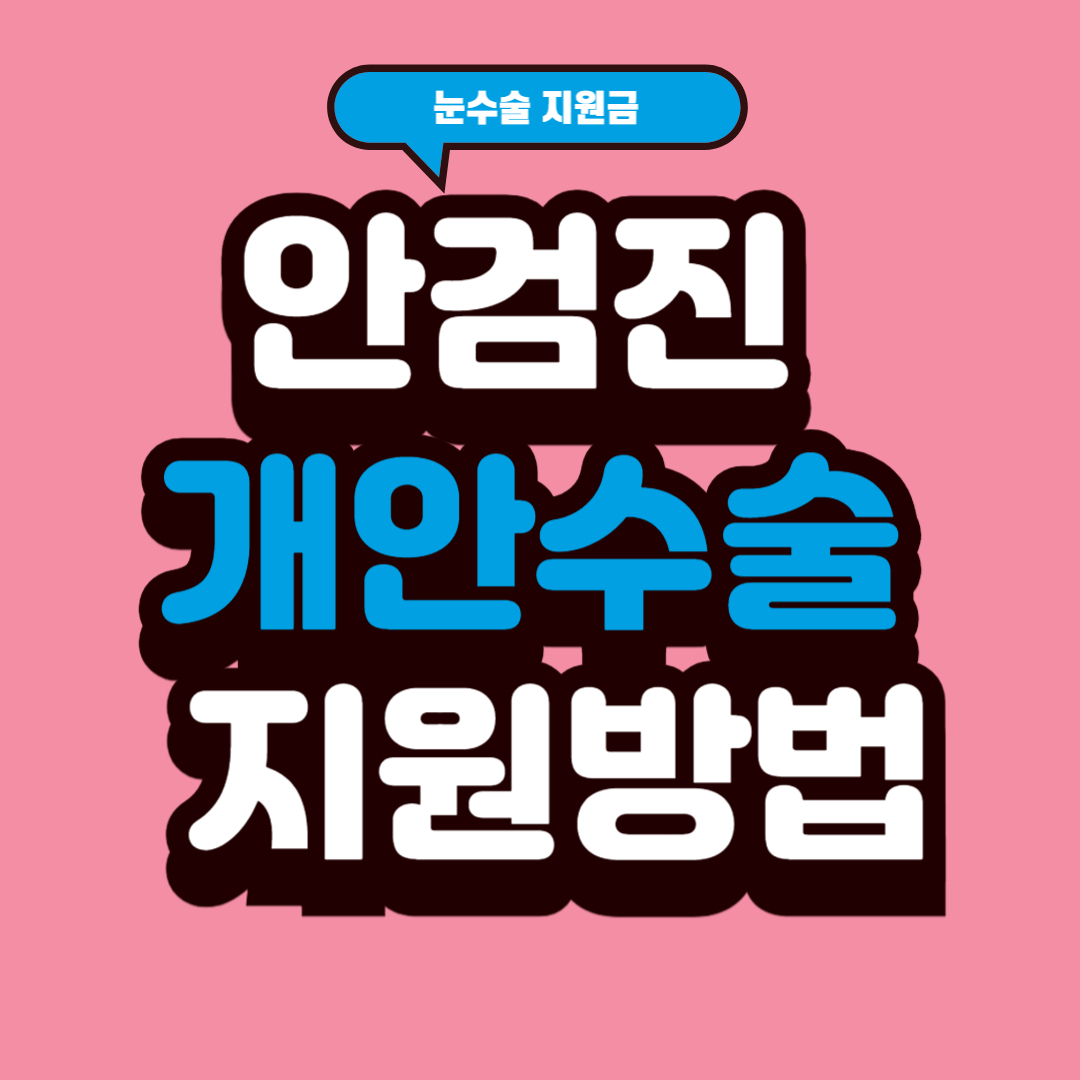 안검진 개안수술 지원방법