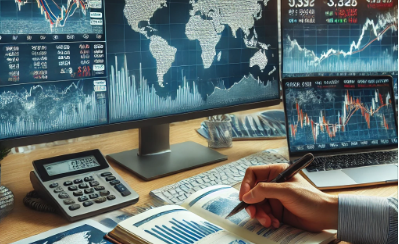 아시아 재테크 시장을 분석하는 사람의 모습