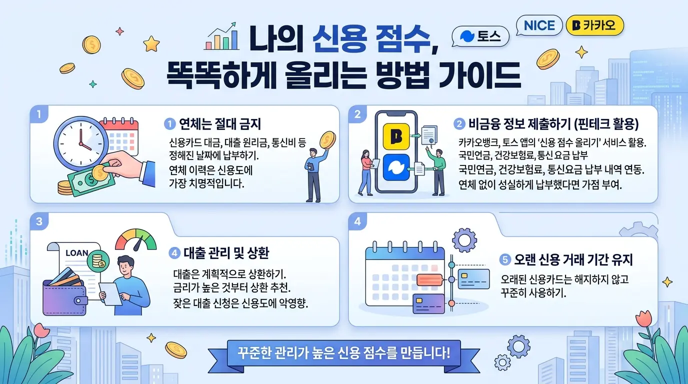개인신용점수 올리는 방법 카카오 토스 NICE 기준