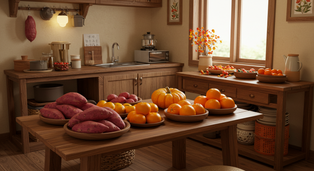 칼륨과 베타카로틴이 풍부한 고구마와 오렌지