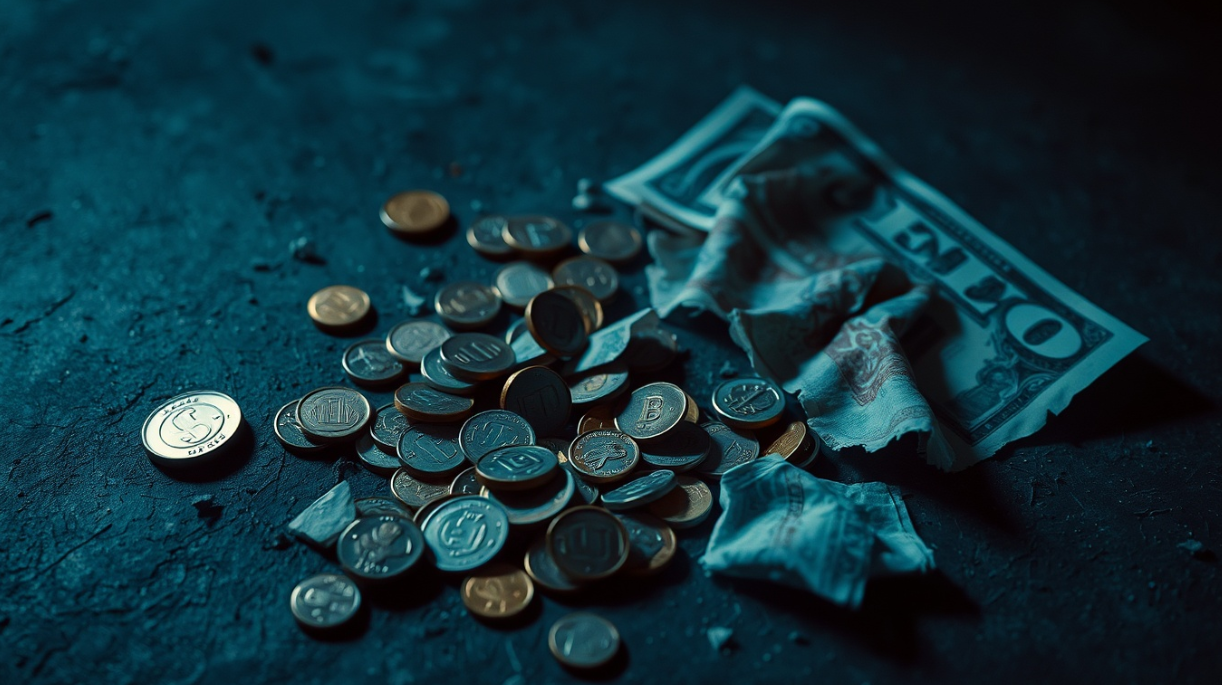 돈이 휴지조각이 되는 사진