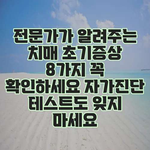 전문가가 알려주는 치매 초기증상 8가지 꼭 확인하세요 자가진단 테스트도 잊지 마세요