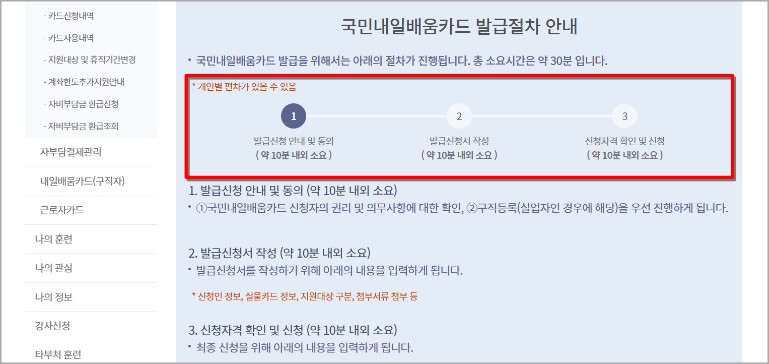 발급 절차를 확인하고, 신청을 진행