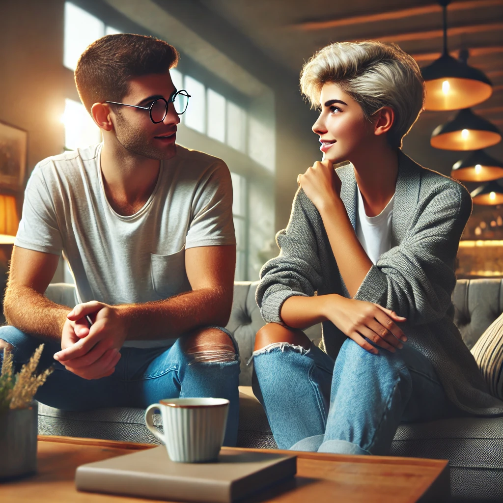 친구로서의 편안하고 신뢰 있는 분위기를 강조한 장면