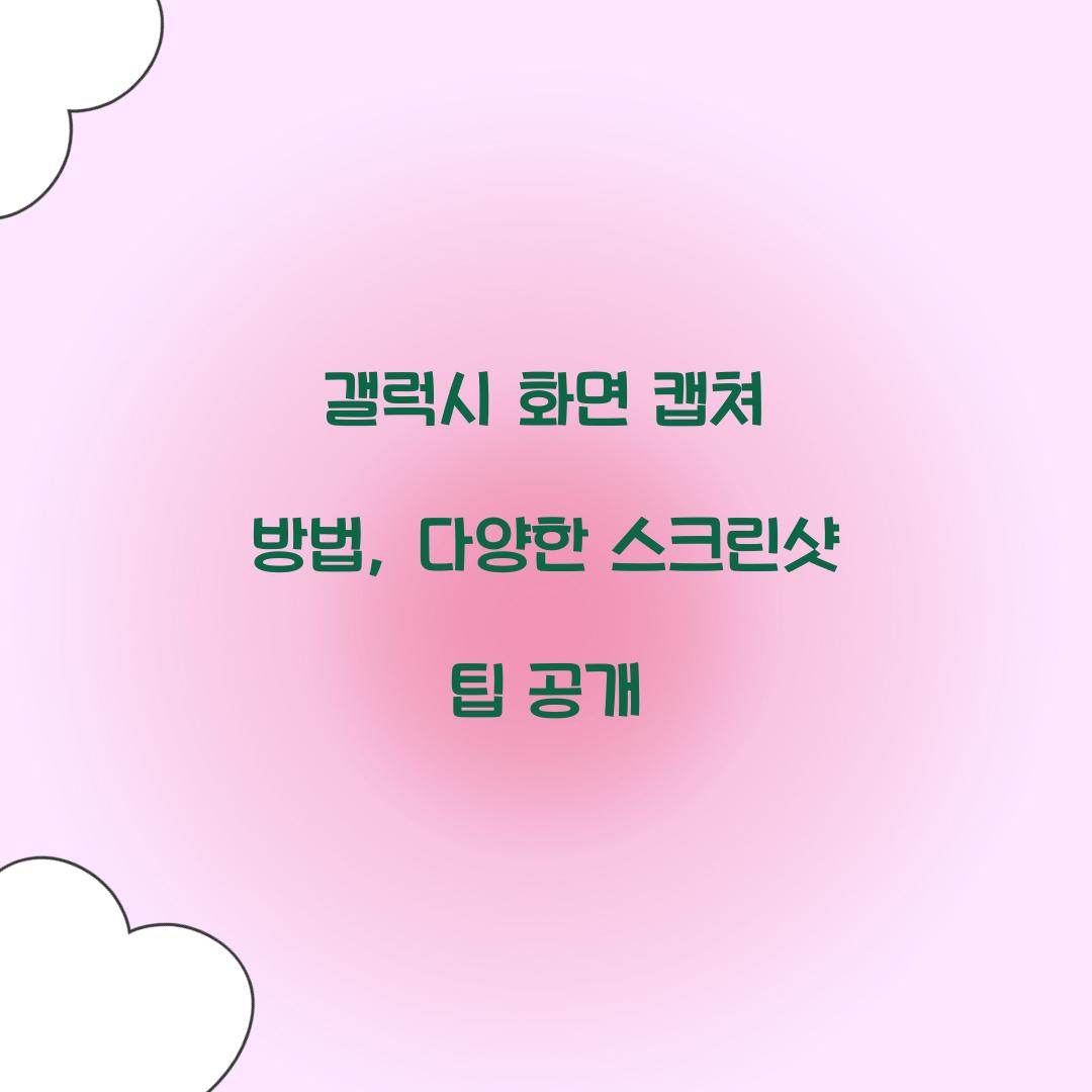 갤럭시 화면 캡쳐 방법