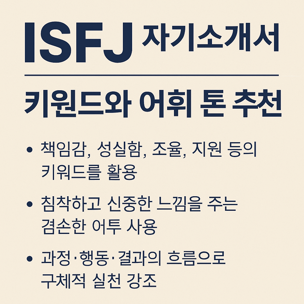 ISFJ 자기소개서 키워드와 어휘 톤 추천