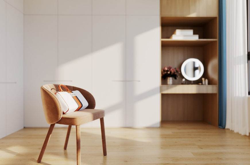 곰팡이 제거 : 햇빛이 잘 들어오는 거실에 의지가 놓여있다