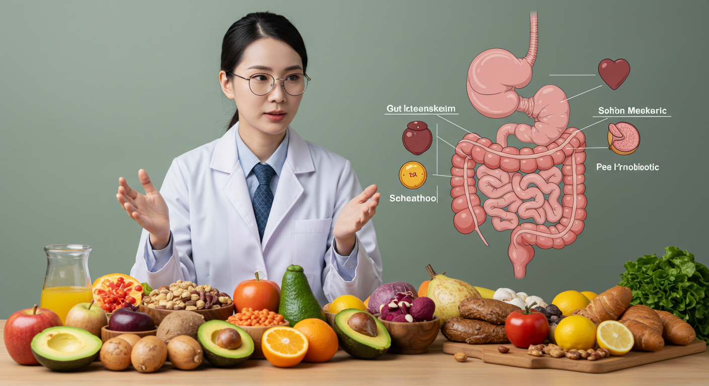 유산균과 음식의 상호작용 및 장내 환경 영향 설명