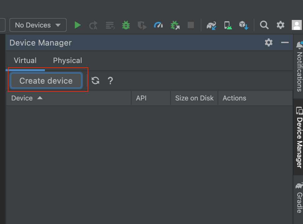 안드로이드 스튜디오 디바이스 매니저 디바이스 생성