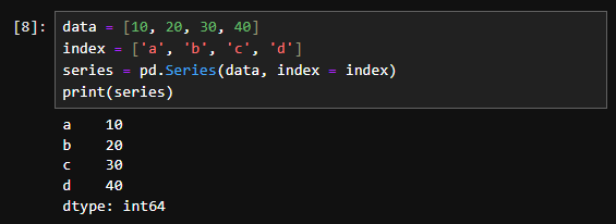 인덱스를 지정하여 Series 생성: