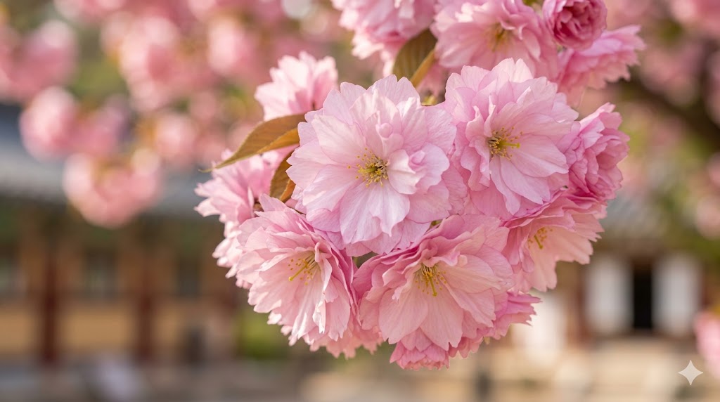 일반 벚꽃보다 풍성한 겹벚꽃의 매혹적인 아름다움