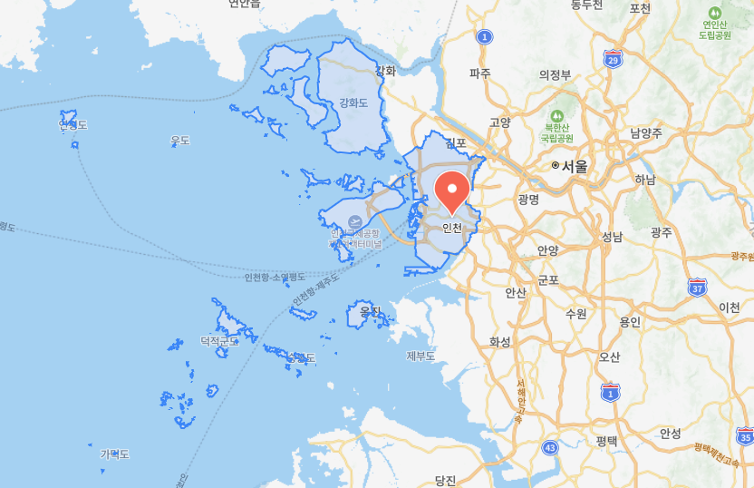 네이버 지도에서 캡쳐해온 인천시 사진