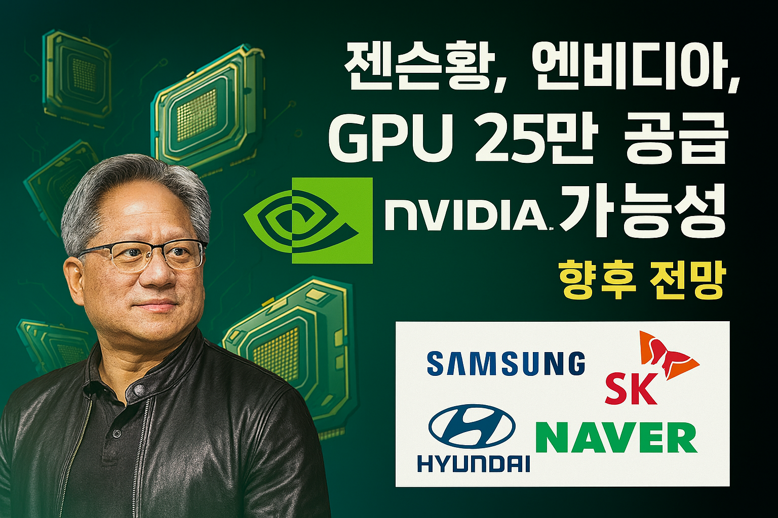 젠슨황 , 엔비디아, 정부 및 삼성,SK,현대차,네이버에 GPU 25만장 공급, 가능성 , 향후 전망