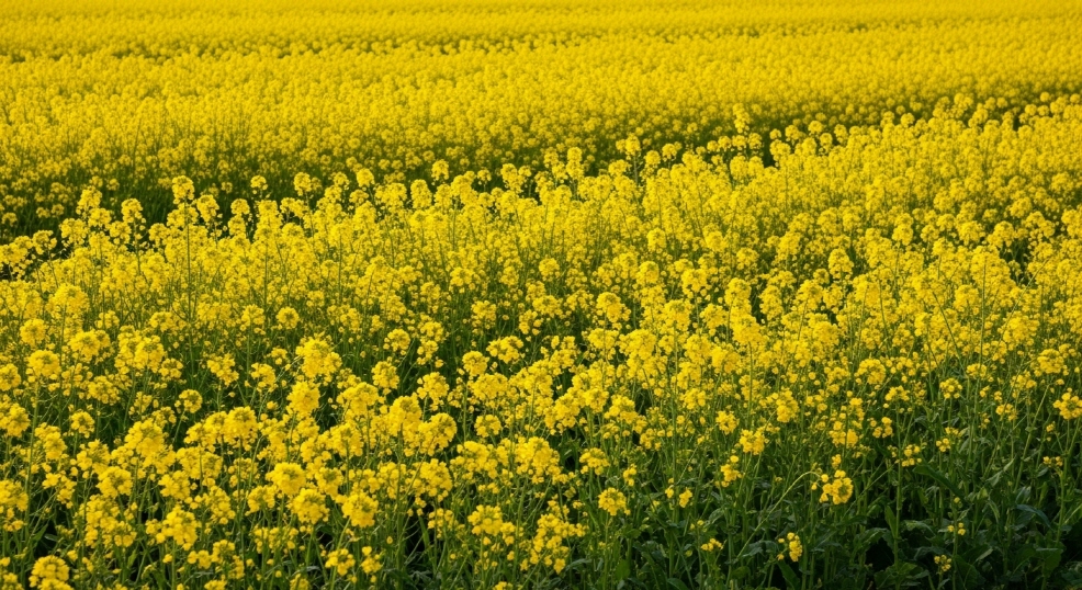 넓은 봄 유채꽃 밭