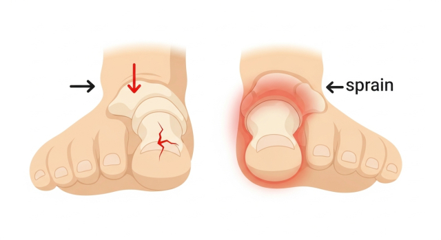 새끼발가락 통증, 골절과 염좌 개념 비교