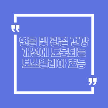 보스웰리아 효능 부작용 복용법