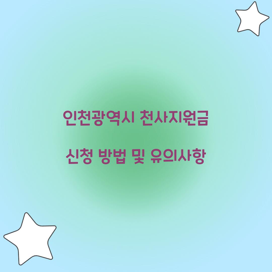 인천광역시 천사지원금 신청