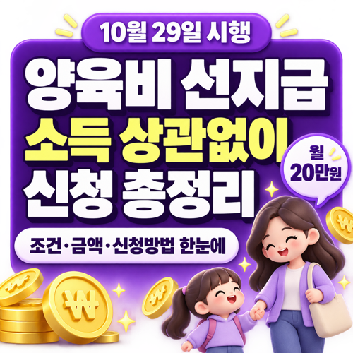 양육비 선지급 신청 소득 기준 폐지 10월 29일부터 조건과 월 20만원 지급 안내
