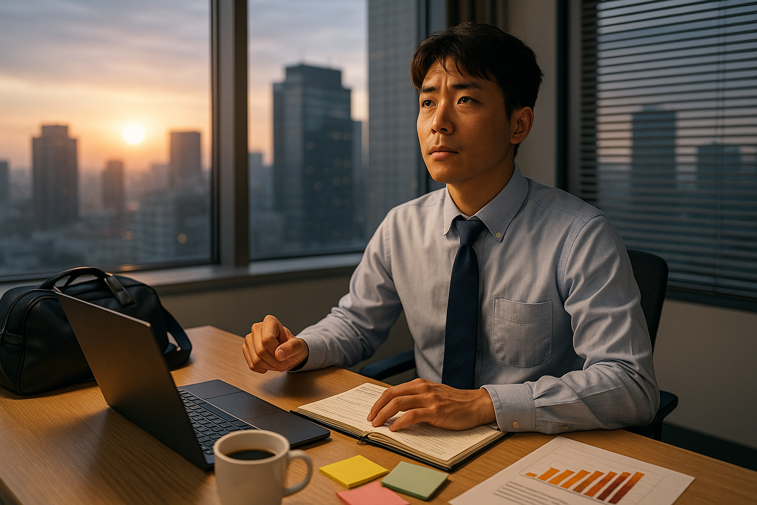 늦게까지 일하는 남자