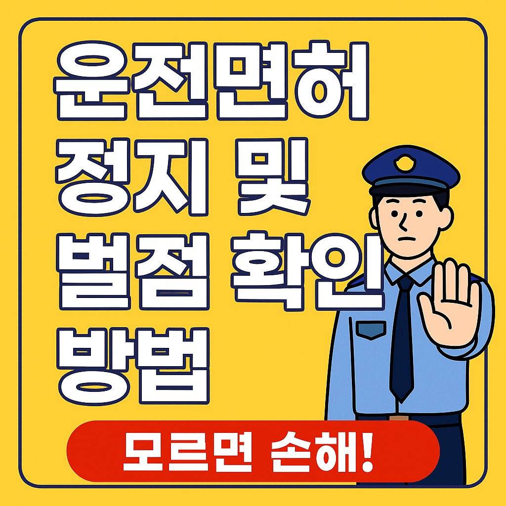 운전 면허 정지 및 벌점 확인 방법 안내 이미지