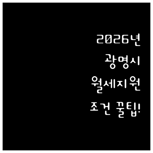 2026년 광명시 청년월세지원 자격 ..