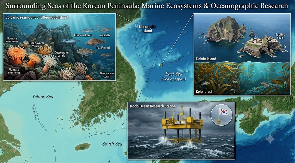 한반도 주변 해양 지형 도식