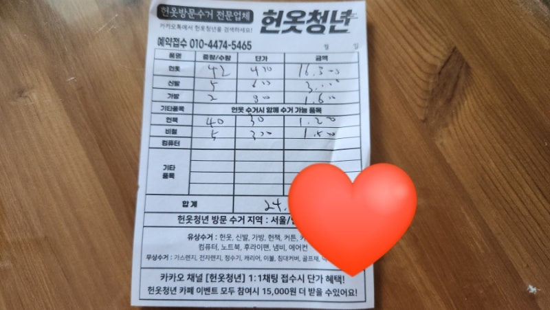 관악구 헌옷 방문수거 가격