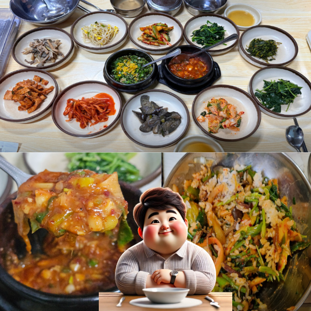 깡장비빔밥과-나물들