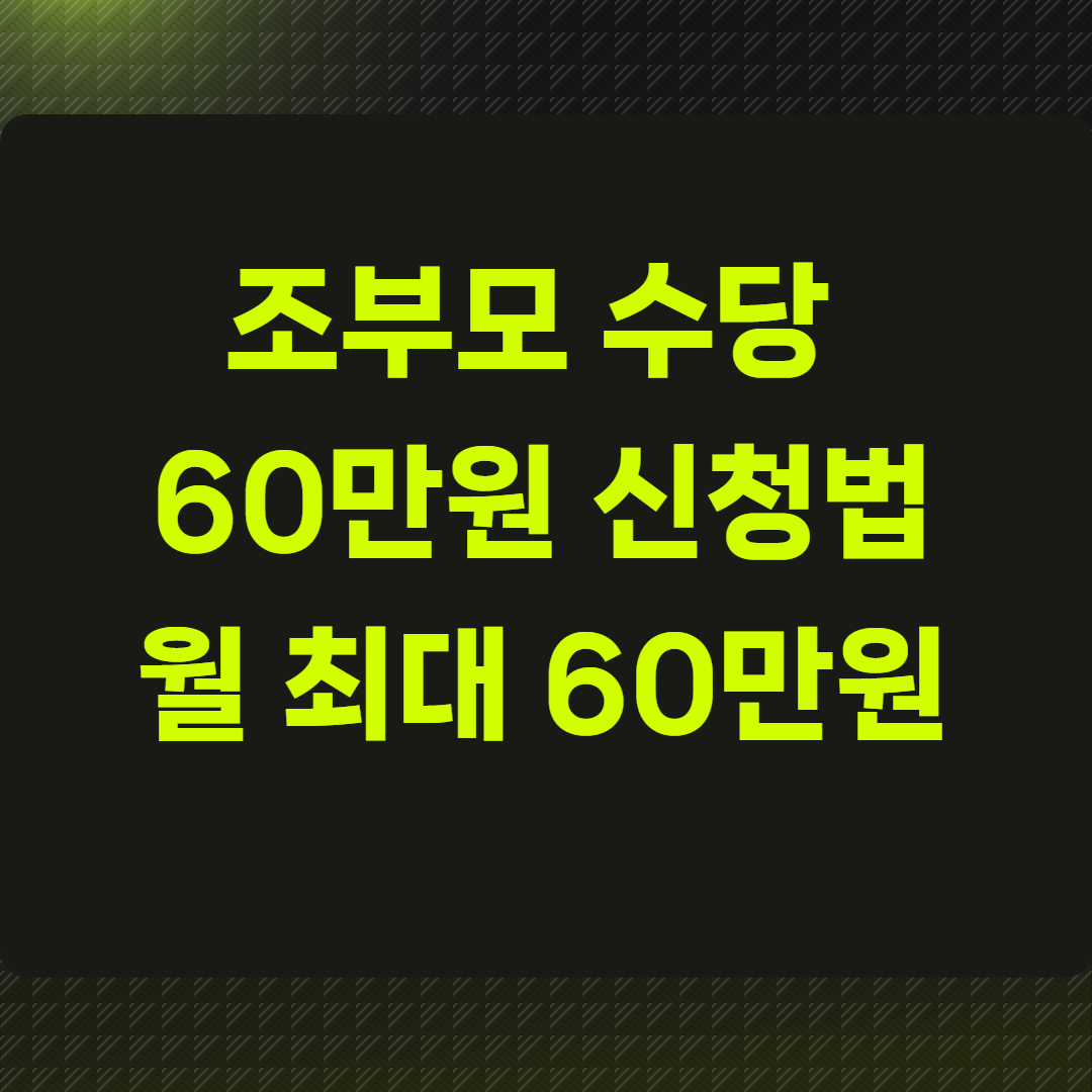 조부모 수당 60만원 신청법