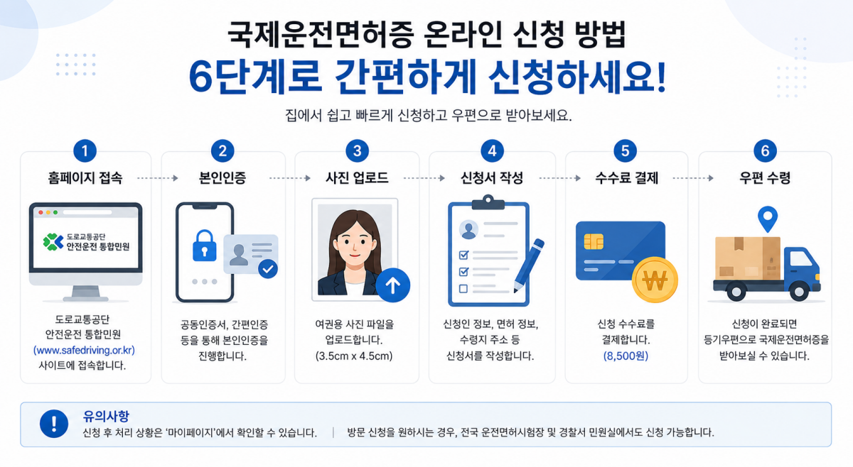 국제운전면허증 온라인 신청 절차 6단계 안내