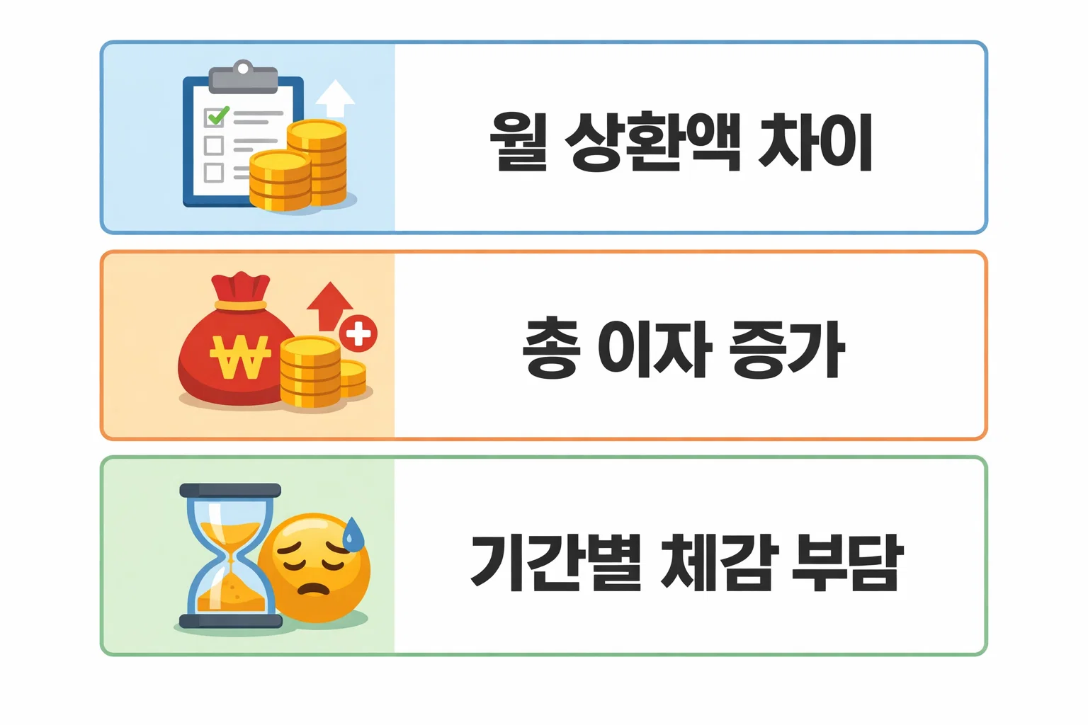 보금자리론 대출기간별 월 상환액 차이와 총 이자 증가 구조를 금액 계산 기준으로 비교한 인포그래픽 이미지
