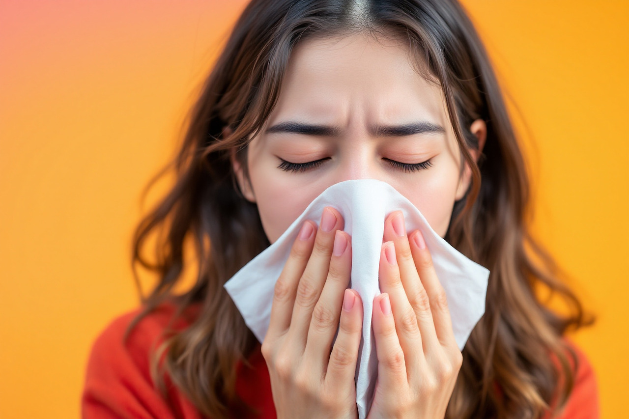 비염으로 재체기 하는 모습