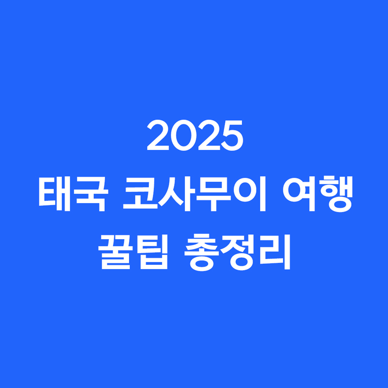 2025 코사무이 여행 꿀팁 총정리